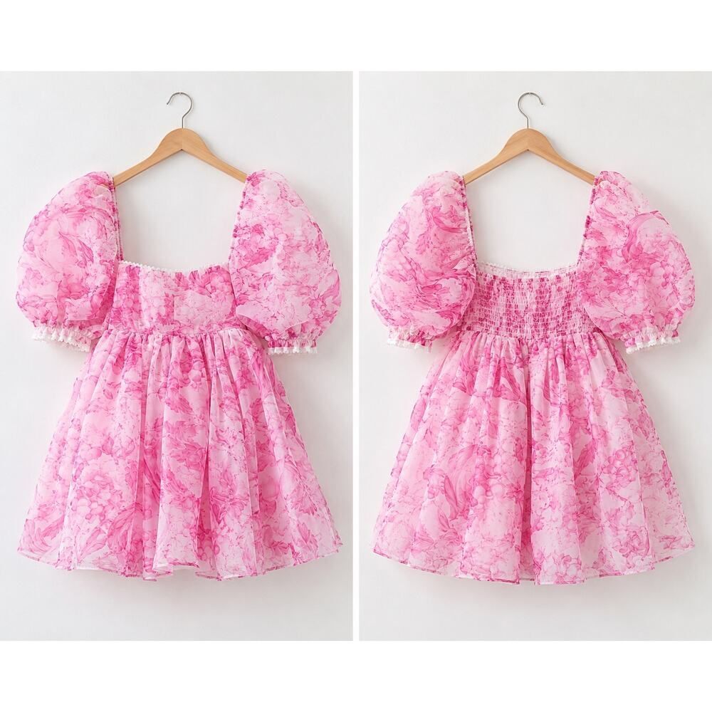 Selkie Lace Puff Dress in Babydoll Toile XXS - Picture 6 of 9
